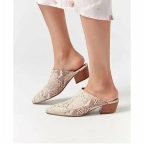 SEYCHELLES Rendezvous Leather Snake Slip-On Mules | Size 8.5